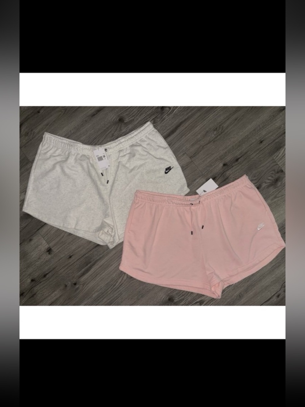 Nike Women's Drawstring Athletic Shorts in Pink and Light Gray